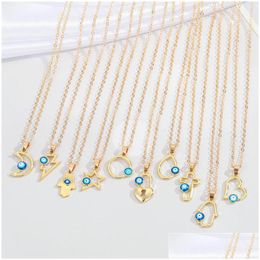 Pendant Necklaces Wholesale Creative Geometric Cross Hollow Blue Eyes Clavicle Chain Necklace Devils Eye 148C3 Drop Delivery Jewelry Dhqzp