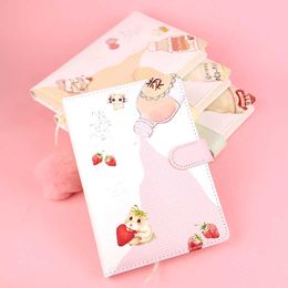 2022 New Kawaii Hamster Magnetic Buckle Hand Book Cute Notebook Thickened Diary Travel Journal Office School Supplies