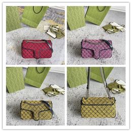 7A Best quality Designer Luxury Marmont Quilting Small Shoulder Bag 443497 Pink Black Canvas Chain Crossbody Bags