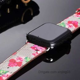 apple watch smart watch strap G Colour Pattern LeatherStrap for AppleWatch Band Series 6 5 4 3 2 40mm 44mm 38mm 42mm Bracelet iWatch Belt xinjing03