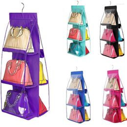 Storage Bags 6 Pockets Hanging Closet Perspective Dustproof Organiser Bag Clear Foldable Double Sides Home Use Handbag