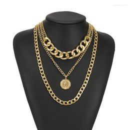 Pendant Necklaces Simple Women's Multi-layer Punk Chain Necklace European And American Exaggerated Jewelry Mbossed Sweater