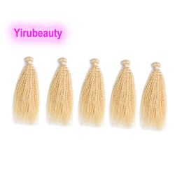 Peruvian Brazilian 5 Bundles Kinky Curly Double Wefts 100% Human Hair Extensions 613# Colour Blonde 10-30inch