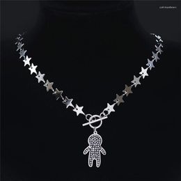 Pendant Necklaces Love Boy Stainless Steel Charm For Women/Men Silver Colour Choker Jewellery Colgante Acero Inoxidable N4874S01