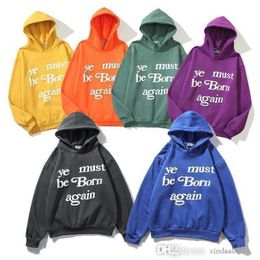 Men And Women Hoodie Sweater Ye Must Be Born Again Printed Womens Couple Yzys Vintage Pullover Top Coats