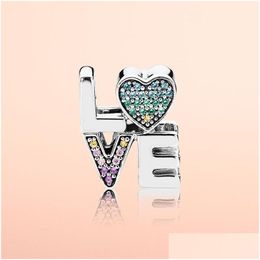 Charms Authentic 925 Sterling Sier Colour Crystal Love Letters Original Box For Pandora Beads Bracelet Jewellery Making Drop Delivery F Dhyza