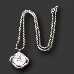 Pendant Necklaces 2 Styles Silver Plated Punk Style Compass Necklace DIY Hip Hop Rock Jewellery Crafts Gift For Woman And Man M6