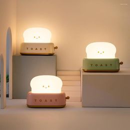 Night Lights Cute Bread Light Adjustable Soft Creative LED Maker Table Lamp USB Chargeable For Bedroom