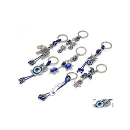 Key Rings Fashion Animal Turtle Palm Evil Eyes Keychain Glass Keyring Blue Eye Pendant Ornament Keychains Drop Delivery Jewellery Dh90Y