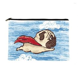 Cosmetic Bags Women Lovely Flying Pug Printed Make Up Bag Fashion Cosmetics Organiser For Travel Colourful Storage Lady