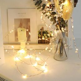 Strings String Lights Battery Operated Pearl LED Copper Wire Pearlized Fairy For Wedding Home Party Christmas Decor