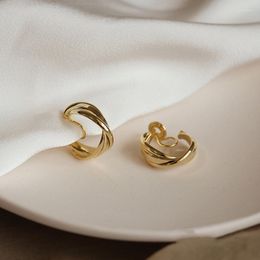 Hoop Earrings Vintage Gold Plated Minimalist Twisted C Shape Clip On Non Pierced Cute For Women 2022 Trend Jewelry Gift