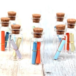 Mini Glass Bottles Clear Drifting Bottle with Cork Stopper Mini Jars for DIY Crafts Wedding Favours