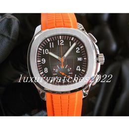 3 Colours Men's Chronograph Watch 42mm 7750 Automatic Movement Date Watches Valjoux Eta Black Small Orange Needle Rubber Strap 5968 Sport Wristwatches