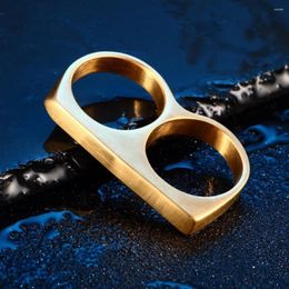 2022 new fashion Cluster Rings Punk Double Finger Stainless Steel Ring Black Gold Plated Titanium Male Fashion Knuckle For Men Jewellery