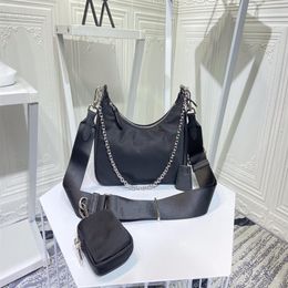 Top three piece women single shoulder bag the most Multi Pocket accessory Nylon Leather Messenger cross body women's handbag307H