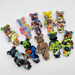 Silicone Colourful Animal Style Pipes Herb Tobacco Oil Rigs Glass Porous Hole Philtre Bowl Portable Handpipes Smoking Cigarette Holder Tube Wholesale