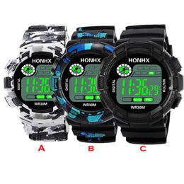 Camuflagem Exército Militar Exército Digital Men Led Men Display G Style Luxury Sports Shocks Watches Male Electronic Wrist Relógios para Man306E