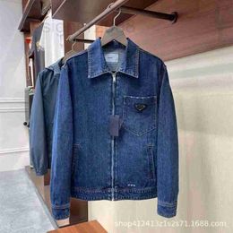 Men's Jackets designer P triangle logo 2022 autumn winter new denim coat men's and women's lapel zipper jacket 5KOI