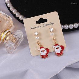 Stud Earrings Women's DIY Christmas Series 3 Cute Cartoon Santa Snowman Bells Gloves Tree Reindeer Metal Jewellery Gift