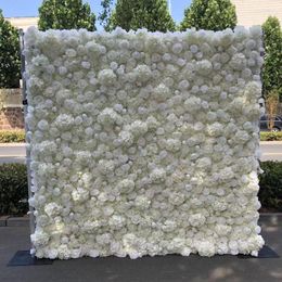 Decorative Flowers Wedding Decor 3D Artificial Flower Wall Silk Rose Backdrop Decoration Panel Home Floral Background