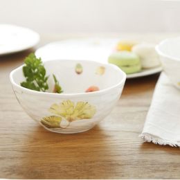 Bowls Creative Bowl Bone China With Leaf Pattern Rice Soup Japanese Salad Sweet Fruit Vajillas Restaurant Tableware ED50TW