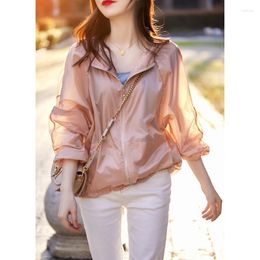 Women's Jackets Women's Sun Protection Clothing Coat Summer Style Thin Section Anti-UV All-Match Breathable Long Sleeve Hooded Jacket