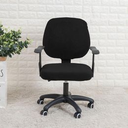 Chair Covers Waterpoorf Office Cover Stretch Elastic 2 Piece For Desk Computer Armchair Rotating Slipcover Grey Black