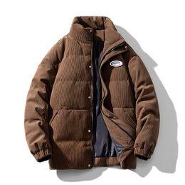 QNPQYX Winter Warm Parkas Men Oversize Bubble Jacket Solid Coat for the Winter Various Color Streetwear Retro Corduroy Puffer Jacket