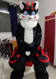 Mid-length Fur Husky Fox Mascot Costume Walking Halloween Christmas Suit