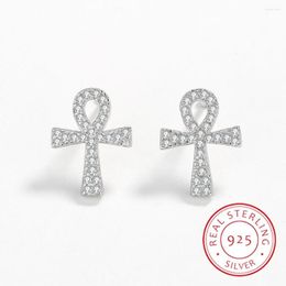 Stud Earrings Fashion Exquisite Oval Cross Bow Lady's S925 Original Genuine Sterling Silver Valentine's Day Jewellery Gift