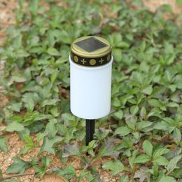 Solar Power Flameless LED Decorative Tea Light Cemetery Ritual Lawn Candle Lamp Low Consumption High Brightness