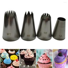 Baking Tools 4 Pcs Large Icing Piping Nozzle Russian Pastry Tips Cakes Decoration Set Stainless Steel Nozzles Cupcake