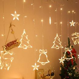 Christmas Decorations LED Elk Tree Star Bell String Light Xmas Hanging Fairy Pendent Festive Curtain Window Room Decoration