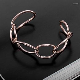 Bangle Big Linked Chain Rose Gold Cuff Bracelets & Bangles Women Fashion Pulseras Jewelry