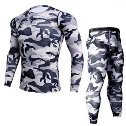Running Sets Winter Sports 3D Camouflage Men's Compression Set Long T-Shirt Pants Gym Fitness Tights 2 / 4XL