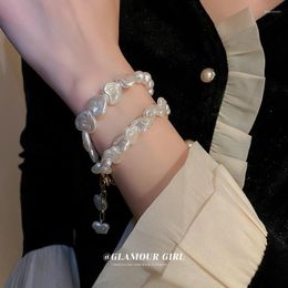 Link Bracelets Vintage Pearl Love Butterfly Bracelet For Women Fashion Baroque Personality Design Girls Jewelry