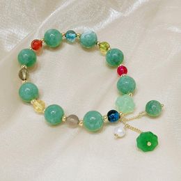 Bangle Green Natural Jade Stone Water Drop Beads Bracelet Buckle Lucky Bracelets