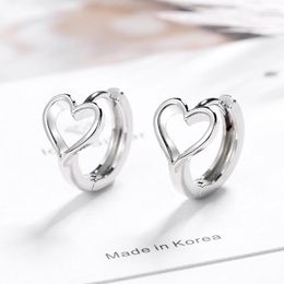 Stud Earrings Classic 925 Sterling Silver Heart Clear CZ Zircon For Women Statement Prevent Allergy Crystal Pendientes Jewellery