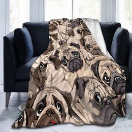 Blankets Cute Pug Dog Blanket Animal Bedding Flannel Throw Soft Cozy Plush For Couch Bed Sofa Travelling Camping Gifts