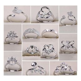 Jewellery Settings Diy Pearl Rings Zircon Solid 925 Sier Ring For Women Mounting Blank Gift Drop Delivery Dhqhf