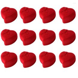 Jewellery Pouches 12 Pcs Heart-Shaped Flocking Boxes Wedding Gift Box Big Red Ring Heart