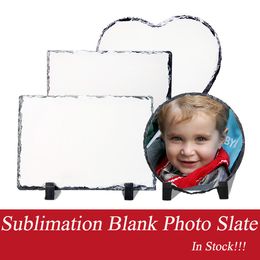 Sublimation Blank Slate Rock Stone Photo Frame Heat Transfer Rectangular Picture Frame with Display Holder Rock Photo Plaque