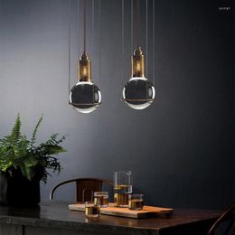 Pendant Lamps Nordic Personality Creative Crystal Round Chandelier Simple Glass Luxury Type Restaurant Bar Bedroom Bedside Small