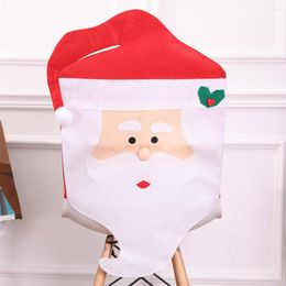 Chair Covers Christmas Santa Claus Printed Dining Chairs Seat Cover For Happy Year 2023 Dinner Table Decor