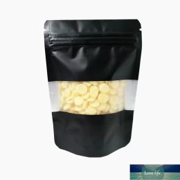 Stand Up Aluminum Zipper Seal Bag Matte Clear Plastic Window Black Zip Mylar Foil Package Bag Doypack Coffee Snacks Tea Storage Pouches