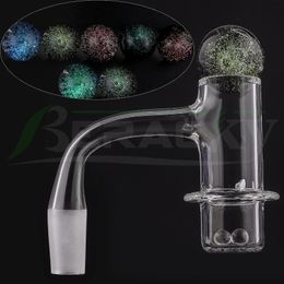 Beracky Full Weld Halo Smoking Quartz Banger With Glass Dichro Marble Terp Pearls 20mmOD Male Female Seamless Quartz Nails For Water Bongs Dab Rigs Pipes