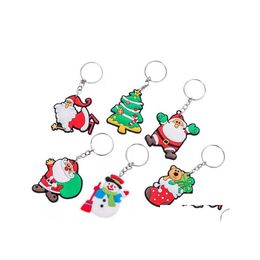 Keychains Lanyards Christmas Pendant Creative Cartoon Santa Claus Snowman Keyring Lage Decoration Key Chain Gift Drop Delivery Fas Dh1N0