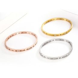 Bangles Bracelets For Lover Fashion Wristband Wedding Bangle Rose Gold 316L Roman numerals
