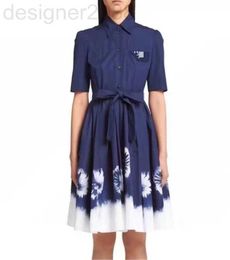 Casual Dresses designer Craft Shirt Dress Chest 3D Flower Letter Decorative pleated skirt hem stitching RM2X